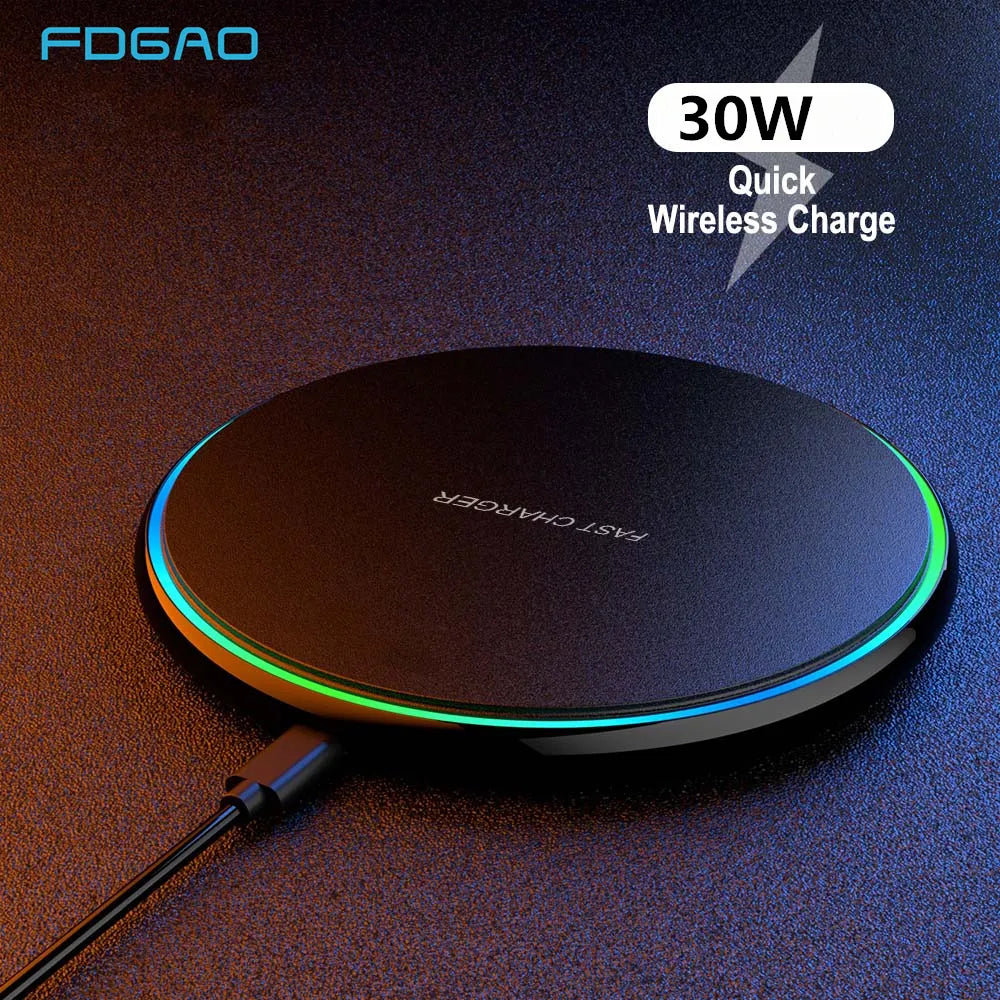 30W Wireless Charger Pad with USB C for iPhone, Samsung & Android Devices