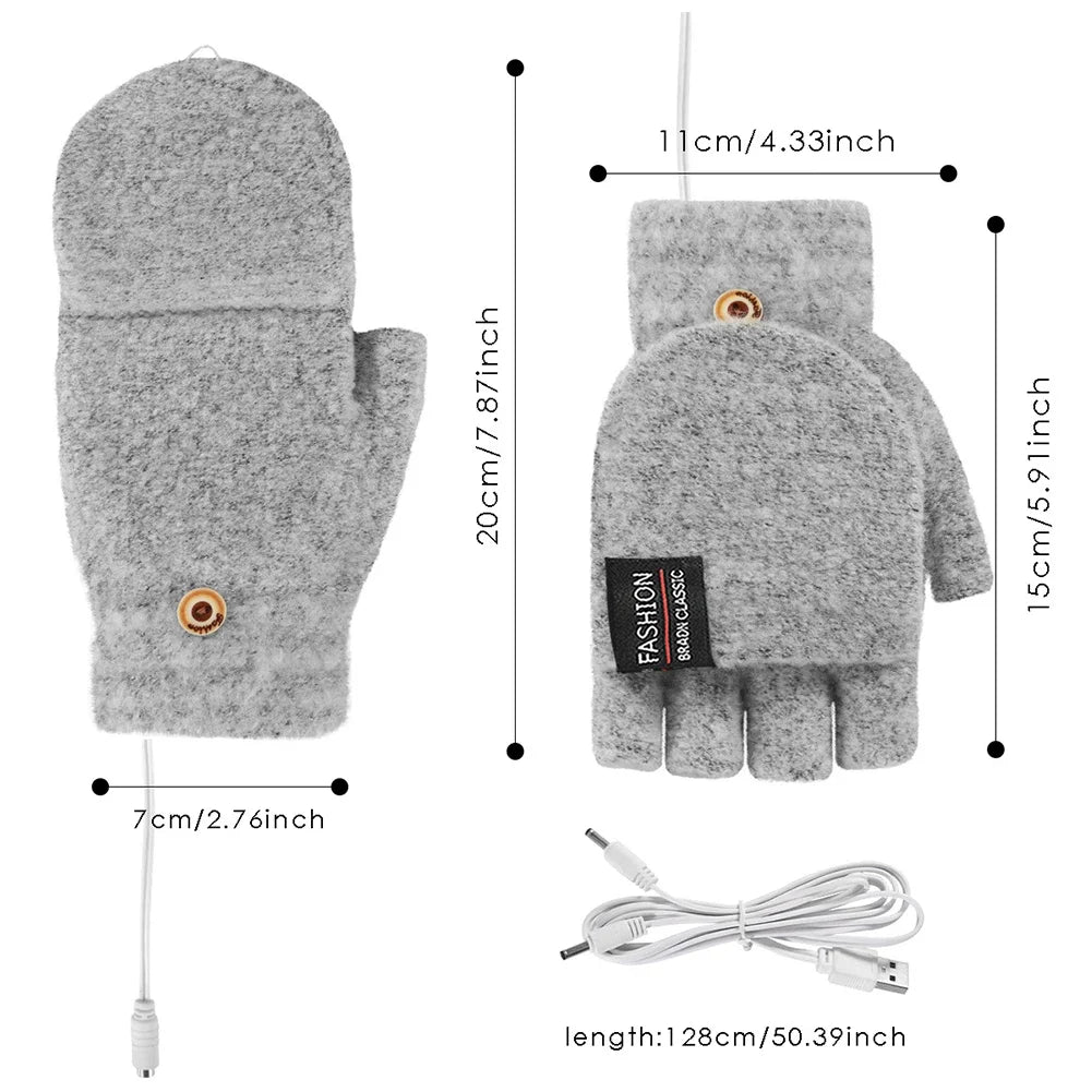 USB Rechargeable Heated Gloves with Adjustable Warmth Settings