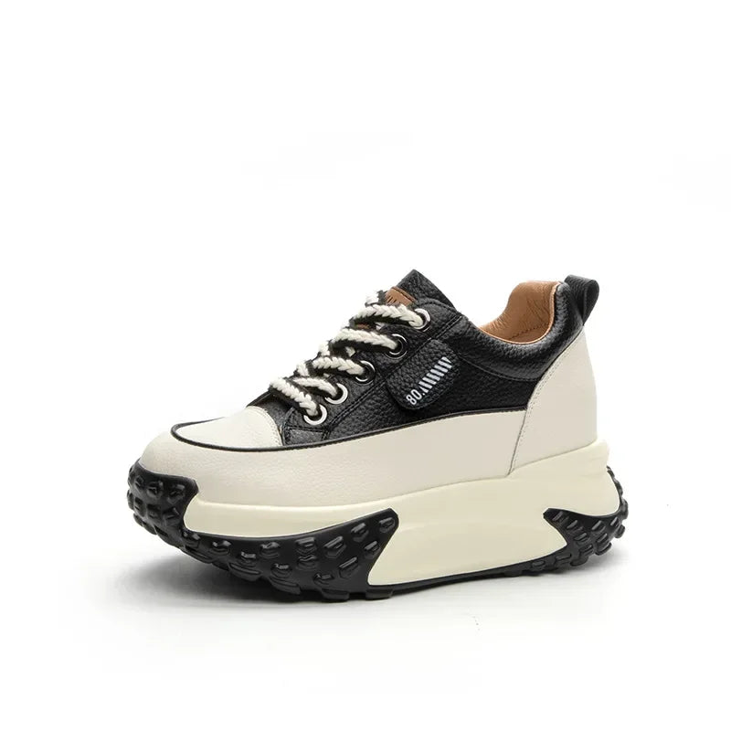 7 cm Leather Platform Wedge Sneakers