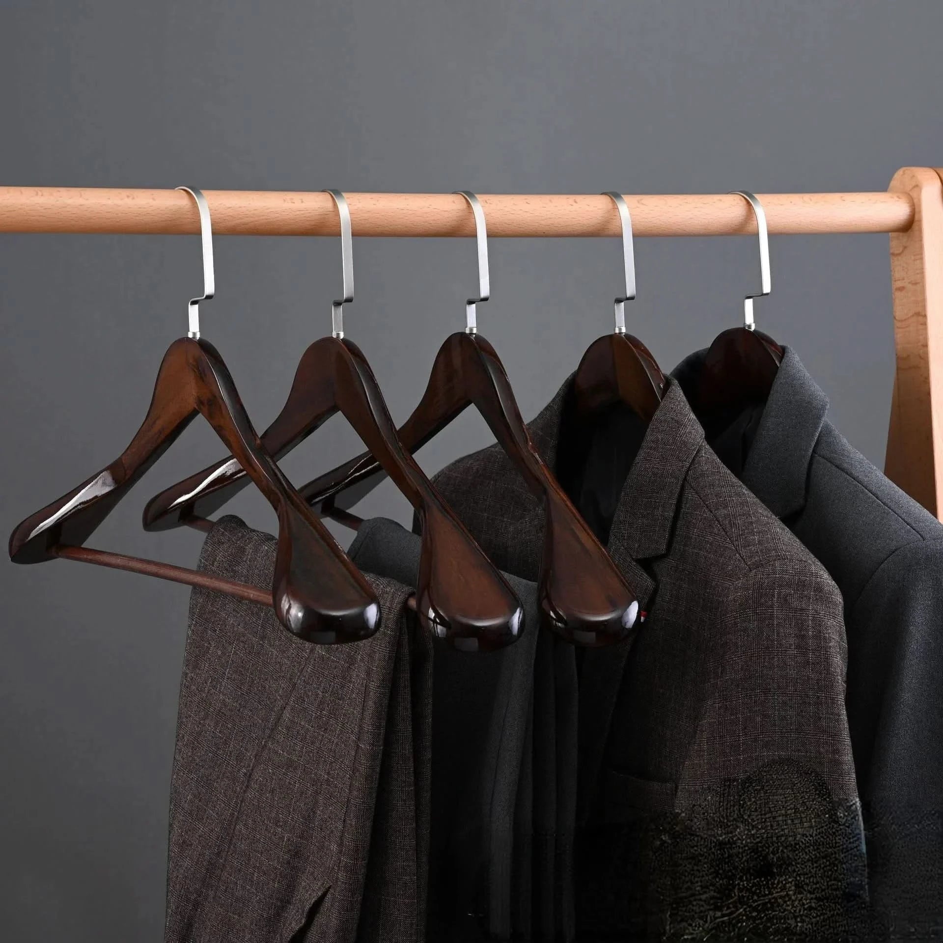 Luxury Curved Wooden Hangers for Elegant Clothing Display