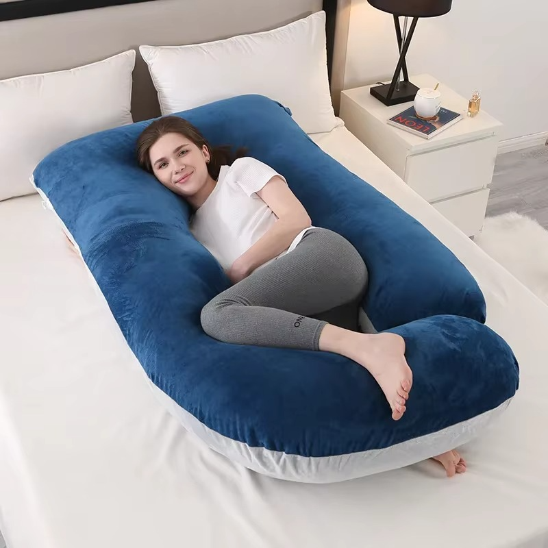 J-Shaped Maternity Pillow for Side Sleep and Nursing Comfort