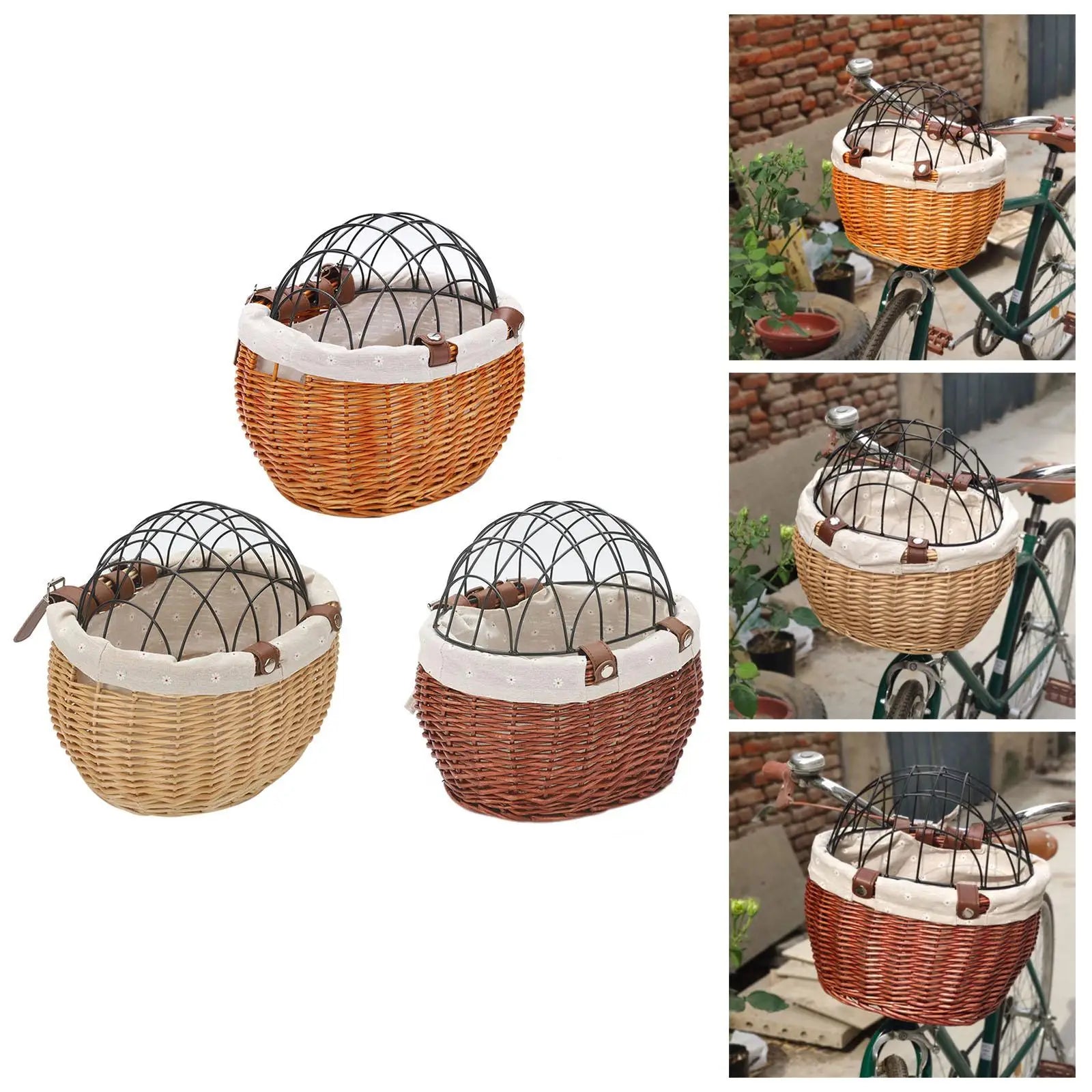 Front-Mounted Wicker Pet Bike Basket – Secure, Stylish, and Weather-Resistant