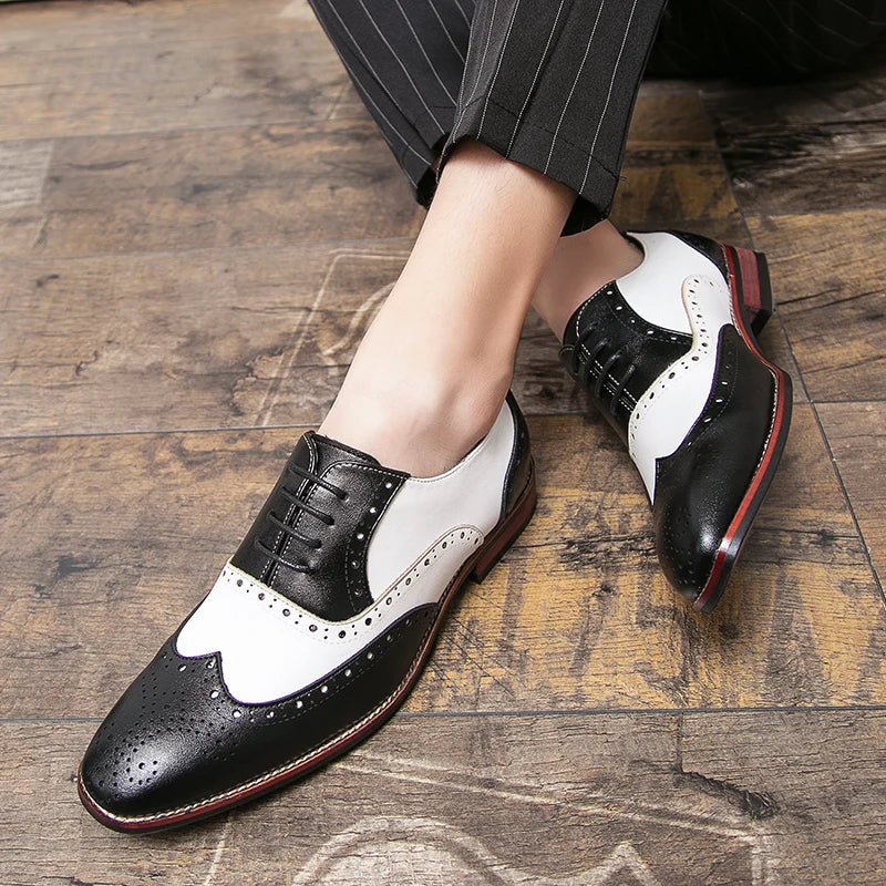 Men's Premium Brogue Lace-up Casual Contrast Oxford Shoes