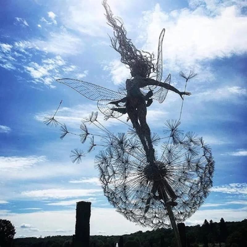 Metal Fairy Statue for Garden and Lawn Decor