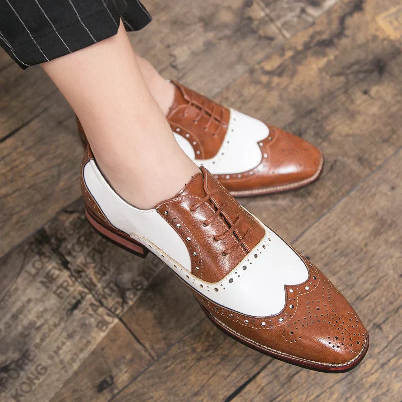 Men's Premium Brogue Lace-up Casual Contrast Oxford Shoes