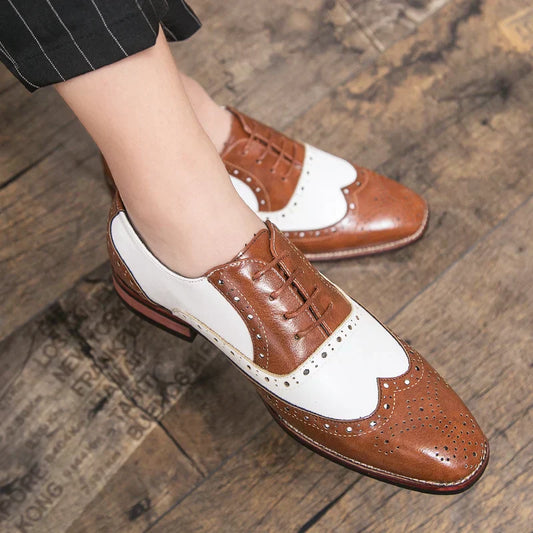Men's Premium Brogue Lace-up Casual Contrast Oxford Shoes