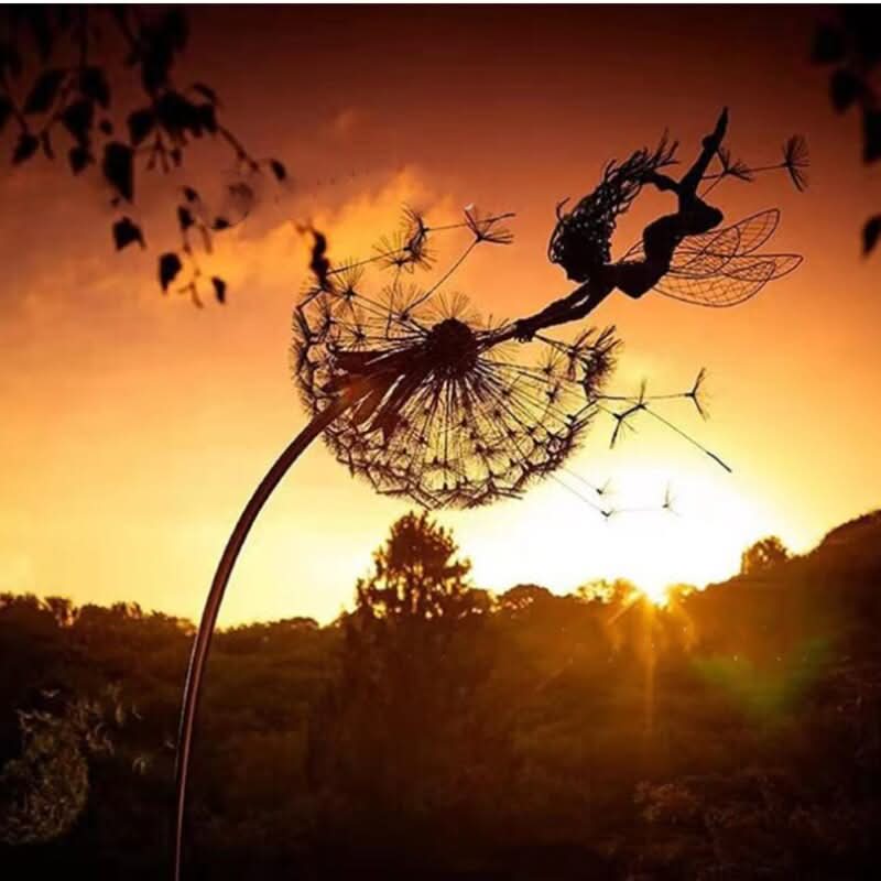 Metal Fairy Statue for Garden and Lawn Decor