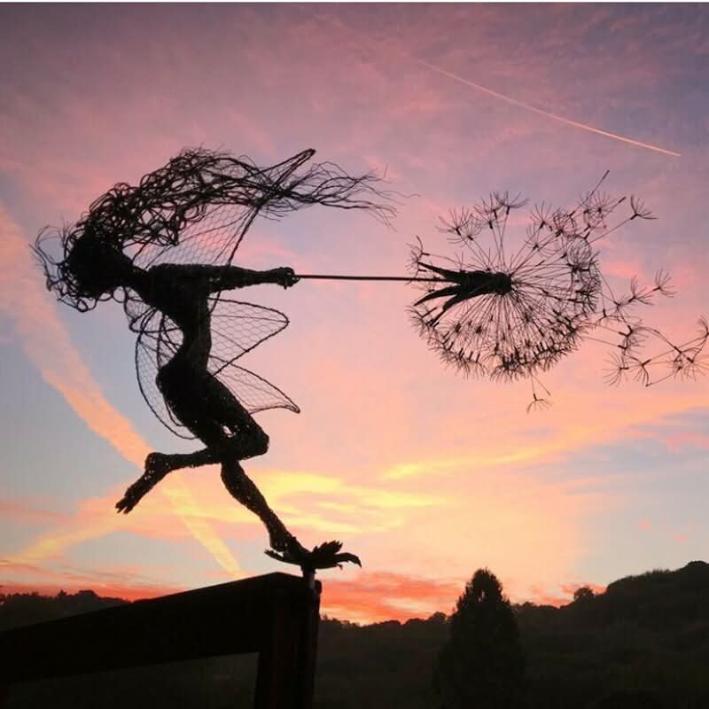 Metal Fairy Statue for Garden and Lawn Decor