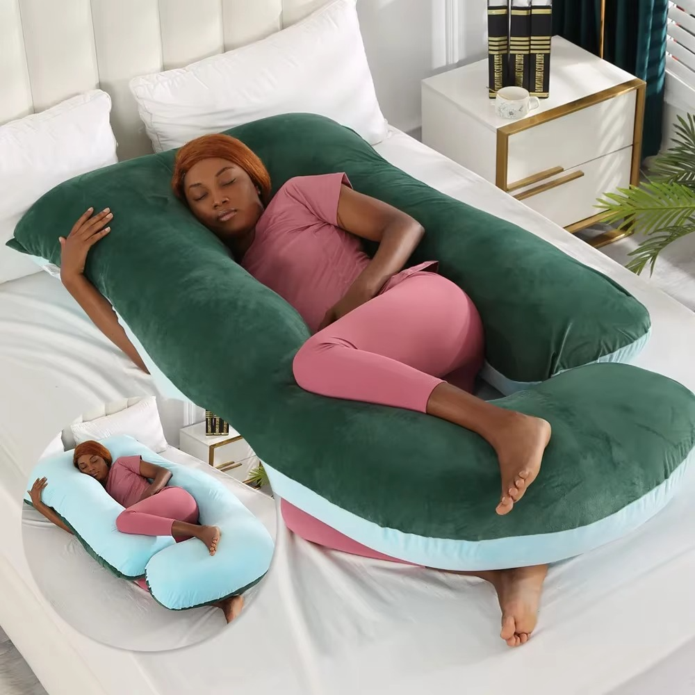 J-Shaped Maternity Pillow for Side Sleep and Nursing Comfort