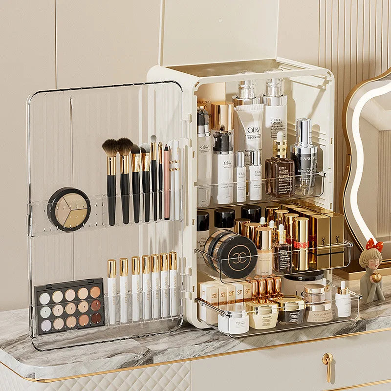 Luxo Makeup Organizer – Elegant Dust-Free Cosmetic Storage with Magnetic Door