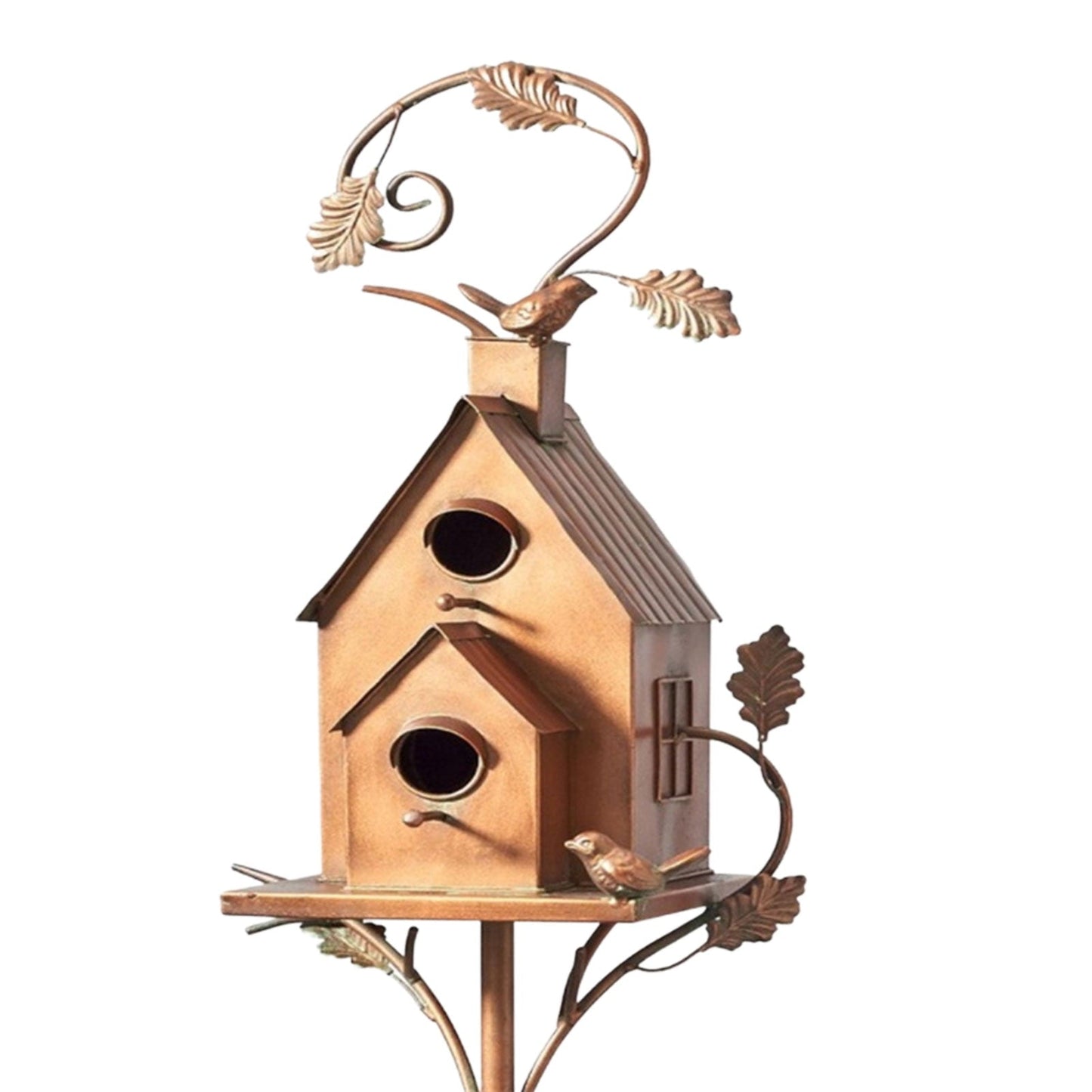 Metal Art Birdhouse Stake for Gardens - FeatherNest Design