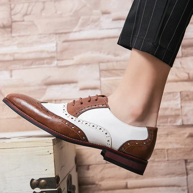 Men's Premium Brogue Lace-up Casual Contrast Oxford Shoes