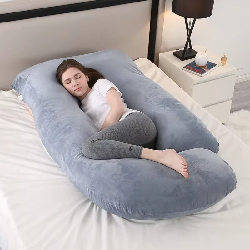 J-Shaped Maternity Pillow for Side Sleep and Nursing Comfort
