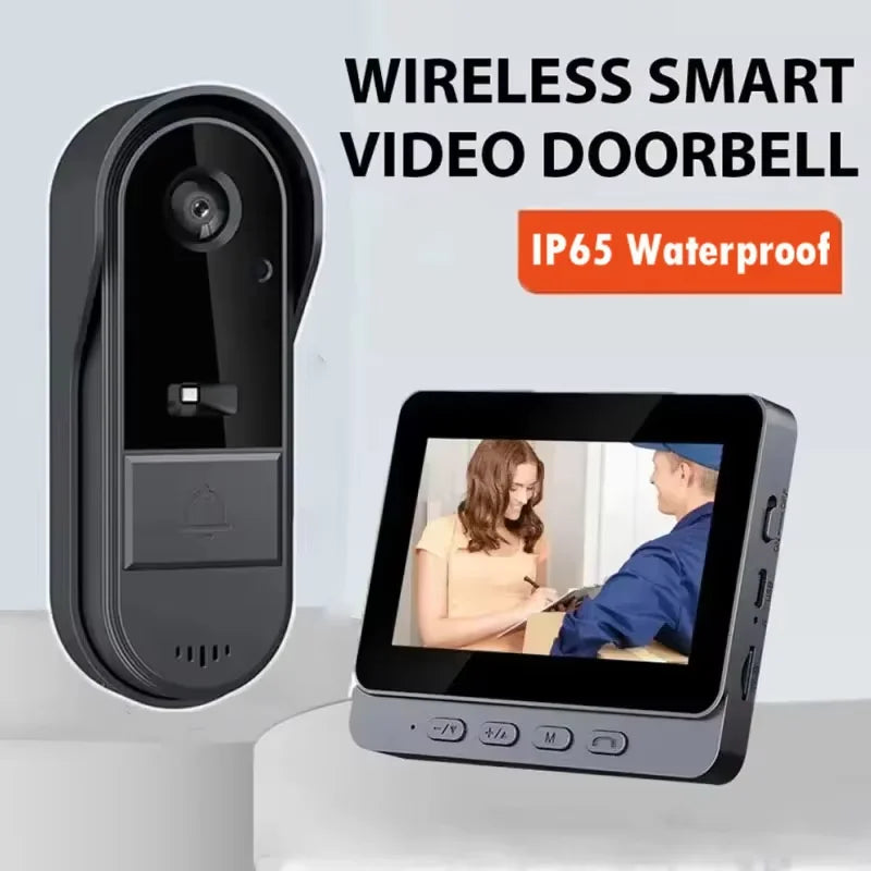 Wireless Video Doorbell with Night Vision & Intercom, 4.3" Display, Weatherproof