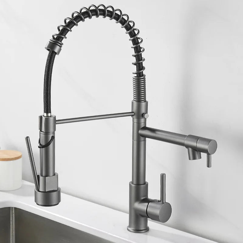 Luxury Double Bronze Kitchen Faucet with DualFlow for a Modern Touch