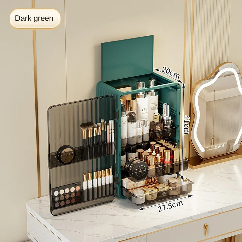 Luxo Makeup Organizer – Elegant Dust-Free Cosmetic Storage with Magnetic Door