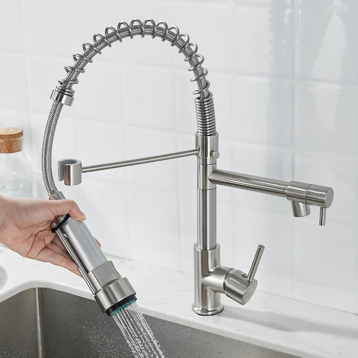 Luxury Double Bronze Kitchen Faucet with DualFlow for a Modern Touch