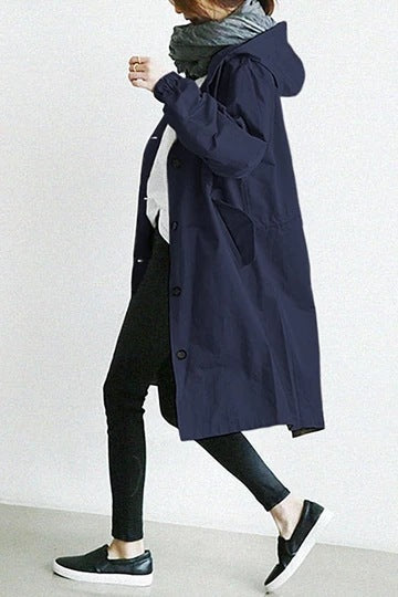 Women's Hooded Windproof Trench Coat