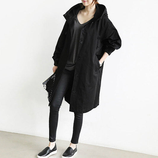 Women's Hooded Windproof Trench Coat