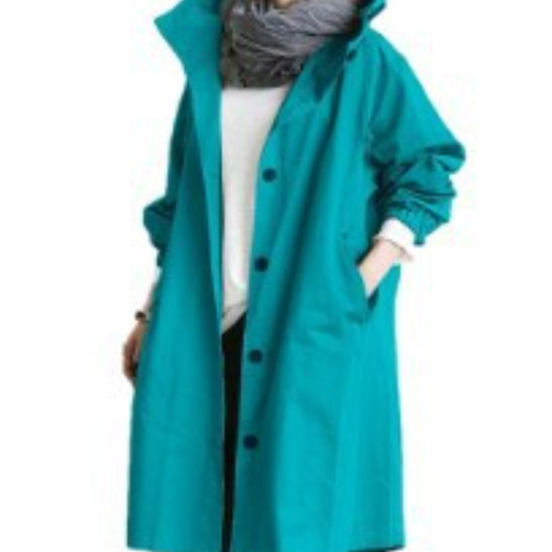 Women's Hooded Windproof Trench Coat
