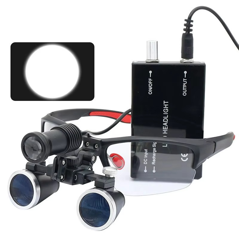 Advanced Dental Loupes with Dual Magnification and Adjustable LED Headlight