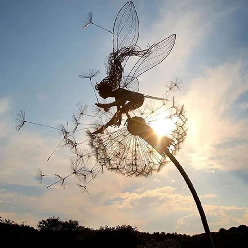 Fairy Garden Statue | Intricate Metal Art for Outdoor Spaces