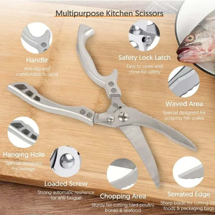 Super Strong Kitchen Shears – Stainless Steel for Effortless Cutting