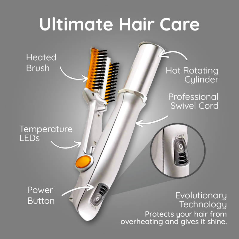 2 in 1 Rotating Hair Brush & Iron for Professional Styling