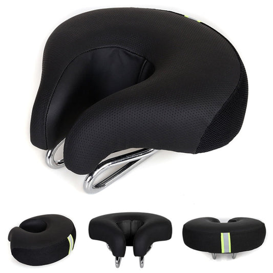 Noseless Mountain Bike Saddle with Thick Soft Padding for Comfort (Black)