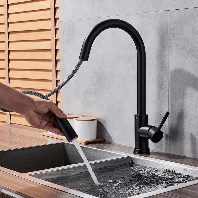 Touchless Sensor Kitchen Faucet with Pull-Out Flexible Spout | Modern Brass Mixer