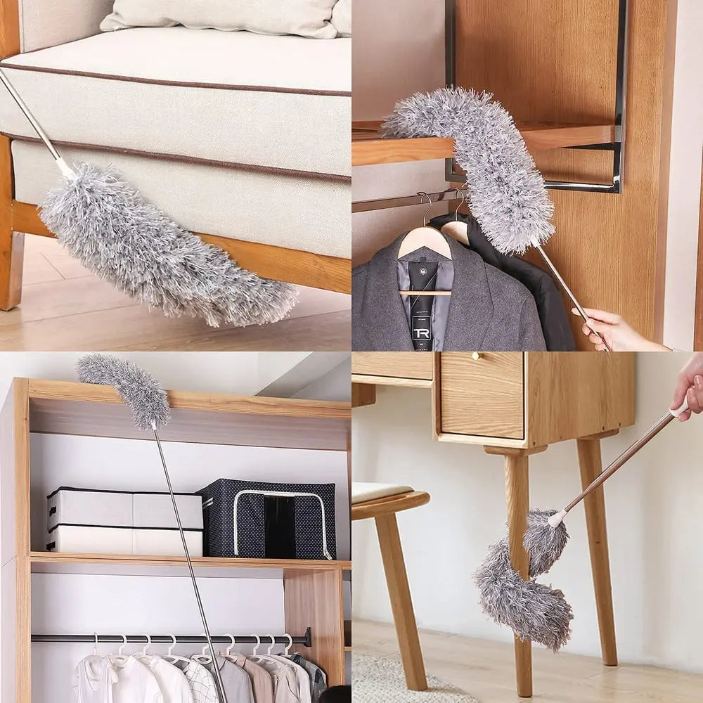 Extendable Microfiber Duster with Long Reach and Bonus Replacement Heads