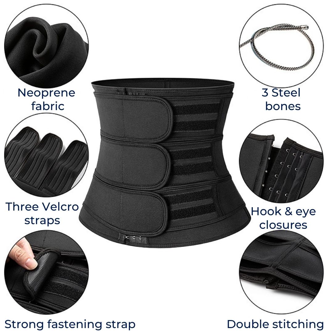 Triple Compression Neoprene Waist Trainer Belt – Ideal for Workout & Postpartum
