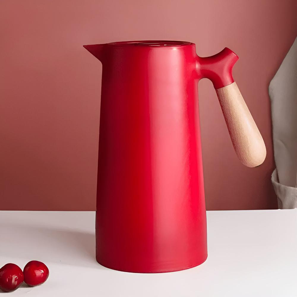 Insulated Carafe with Wood Handle | Stylish Vacuum Flask for Hot & Cold Drinks