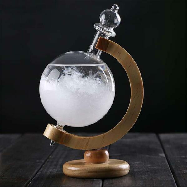 Storm Glass Crystal Weather Predictor with Wooden Stand