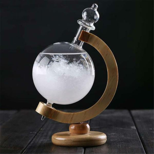 Storm Glass Crystal Weather Predictor with Wooden Stand
