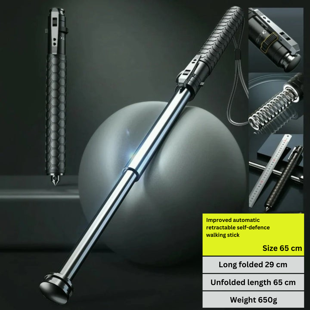 Self-Defense Hiking and Urban Safety Walking Stick with Auto Deployment