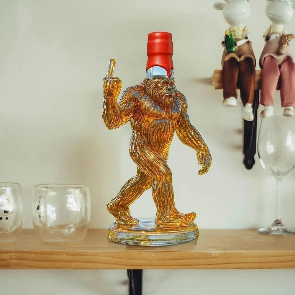 Bigfoot-Themed Whiskey Decanter with Humorous Design