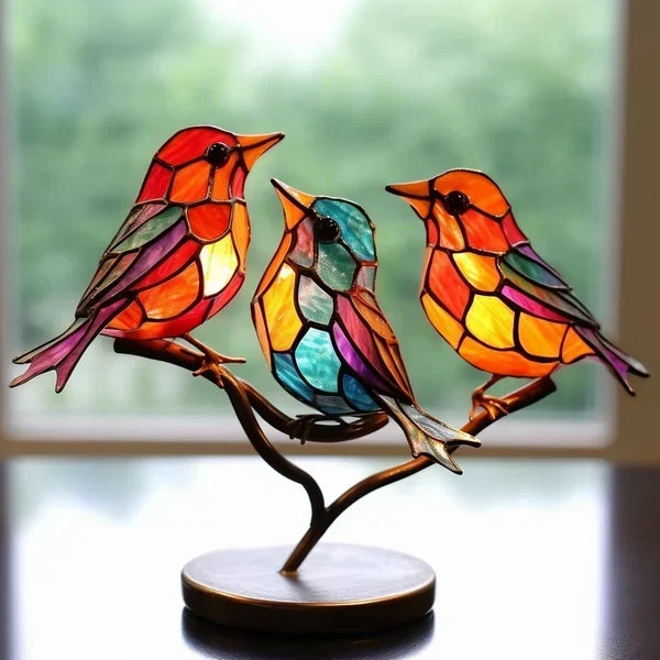 Colorful Acrylic Bird Branch Table Decor