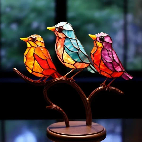 Colorful Acrylic Bird Branch Table Decor