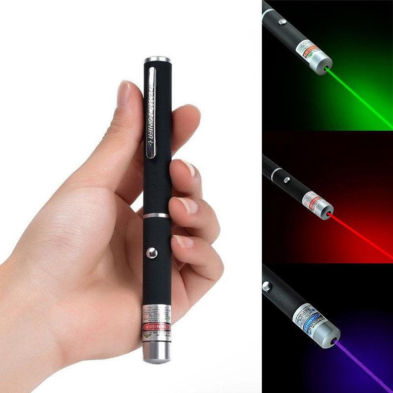 High-Power Laser Pointer with Red, Green, and Blue-Purple Light Options