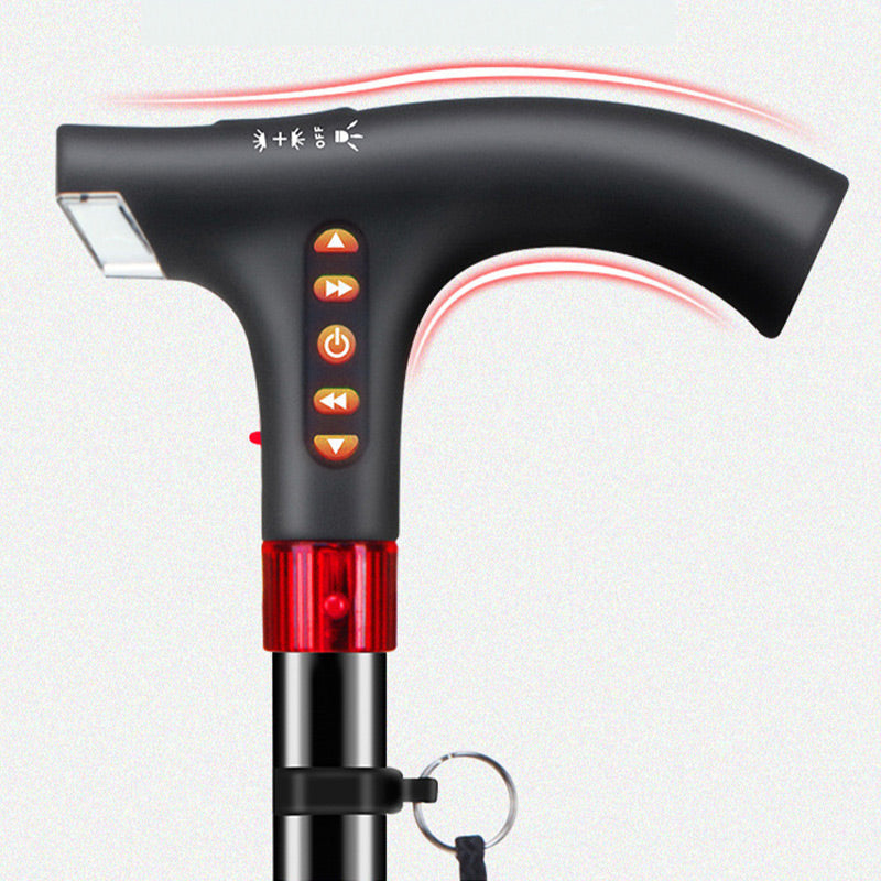 Smart Walking Cane with LED Light, Radio, and Emergency Alarm, Adjustable