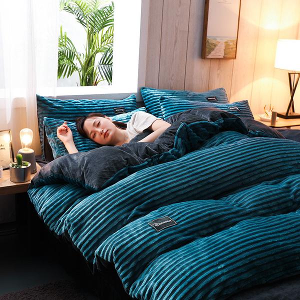 Plush Corduroy Velvet Winter Bedding Set