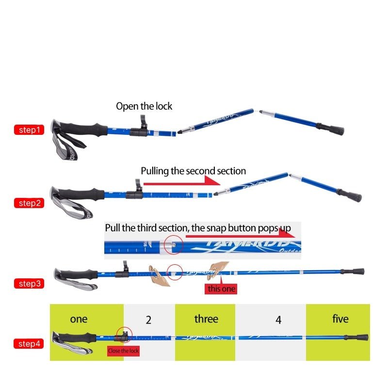 Lightweight, Foldable Trekking Poles for Hiking & Walking, Adjustable Height