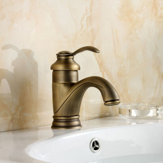 Antique Brass Bathroom Faucet Sink Mixer Tap Fixtures