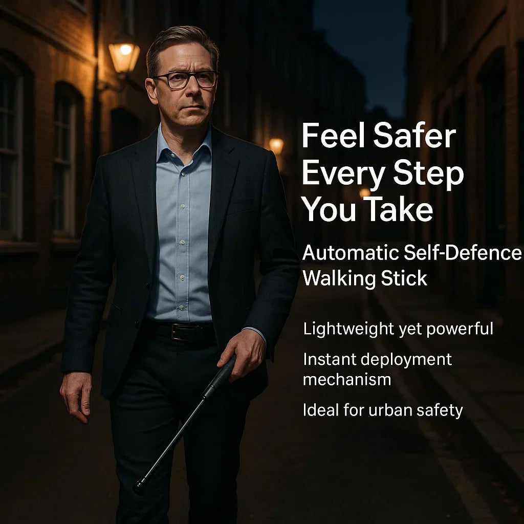 Self-Defense Hiking and Urban Safety Walking Stick with Auto Deployment