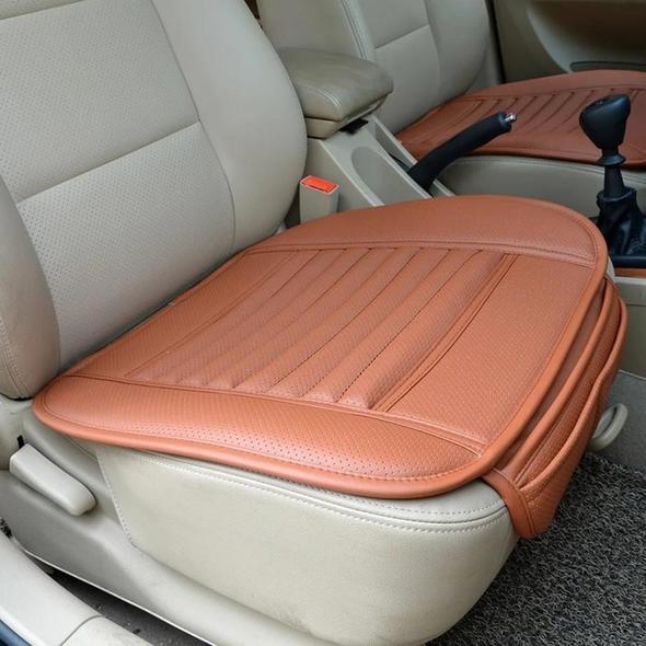 Leather Bamboo Charcoal Car Seat Cushion - Odor Absorbing, All-Season Use