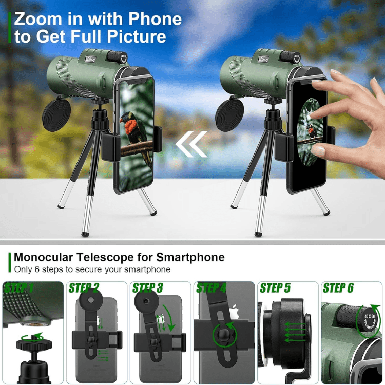 Compact HD Ultra-Zoom Monocular: Lightweight, Ideal for Hiking & Birdwatching