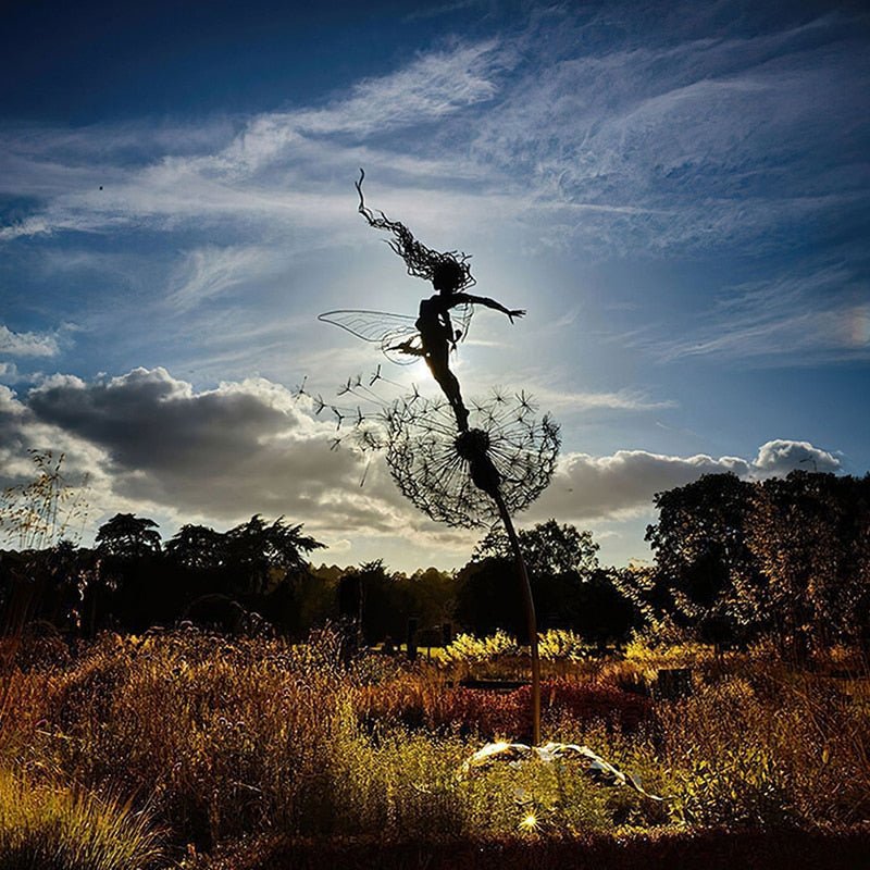 Dancing Fairy Garden Sculpture - Steel Flower Spinner