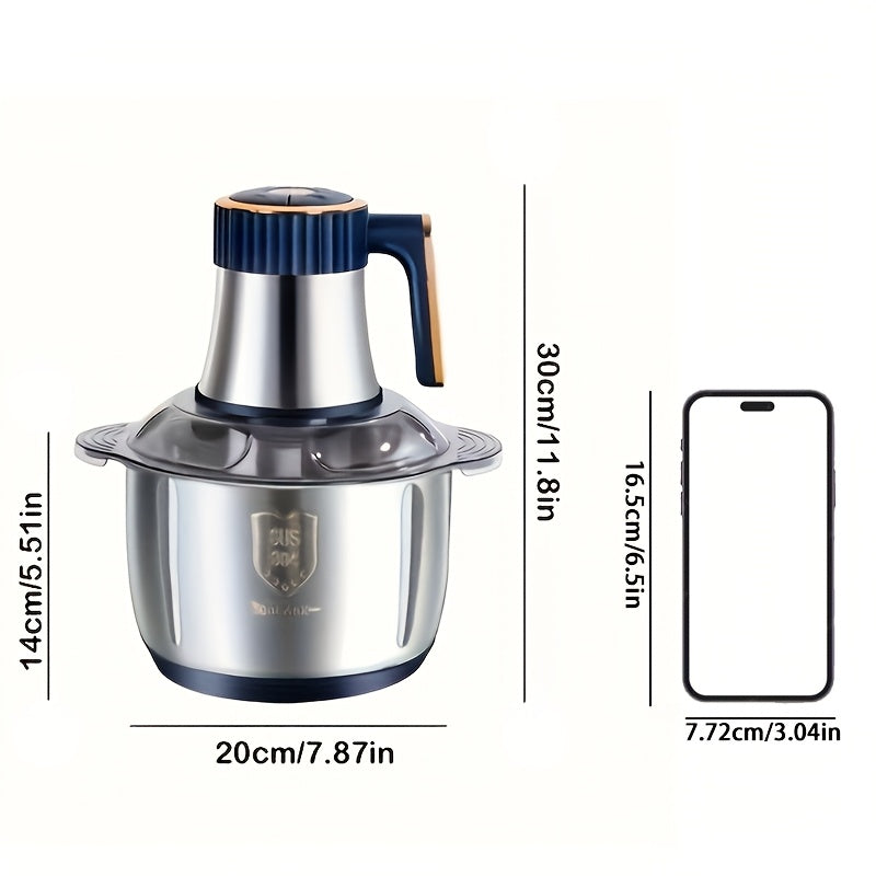 Stainless Steel Food Processor - High-Speed Meat Grinder & Veggie Chopper (5L)