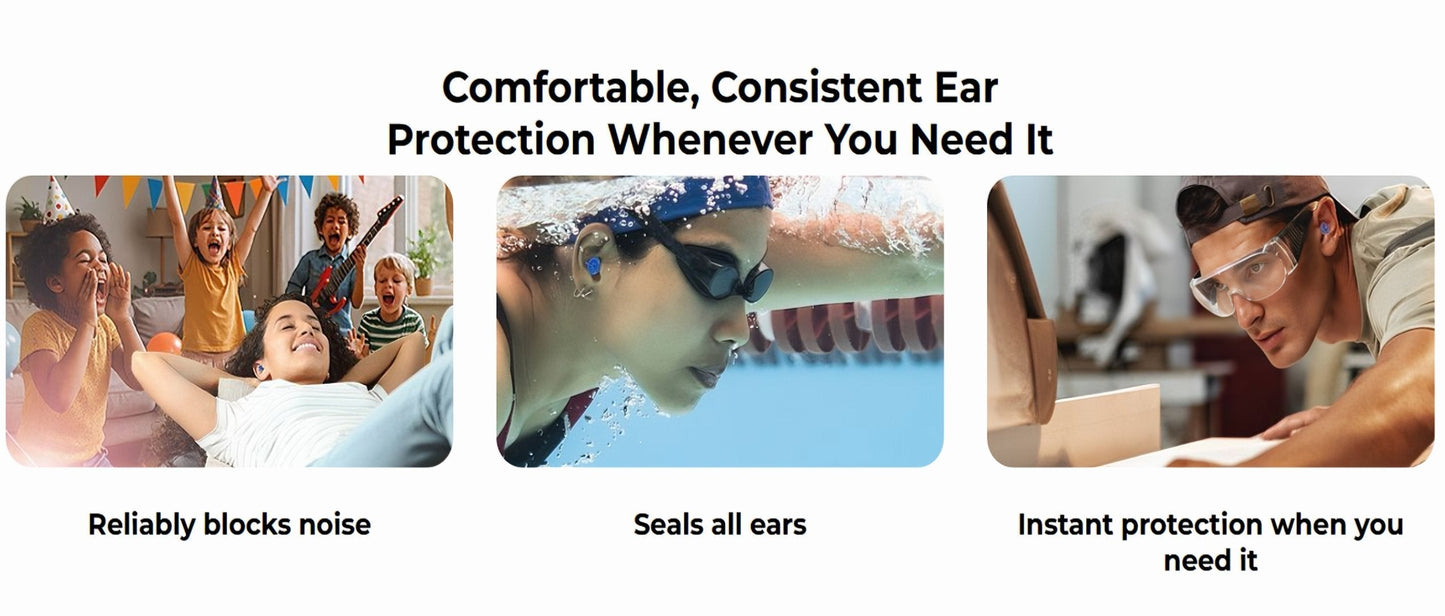 Inflatable Reusable Earplugs | Noise Cancelling & Waterproof | 35dB Silicone